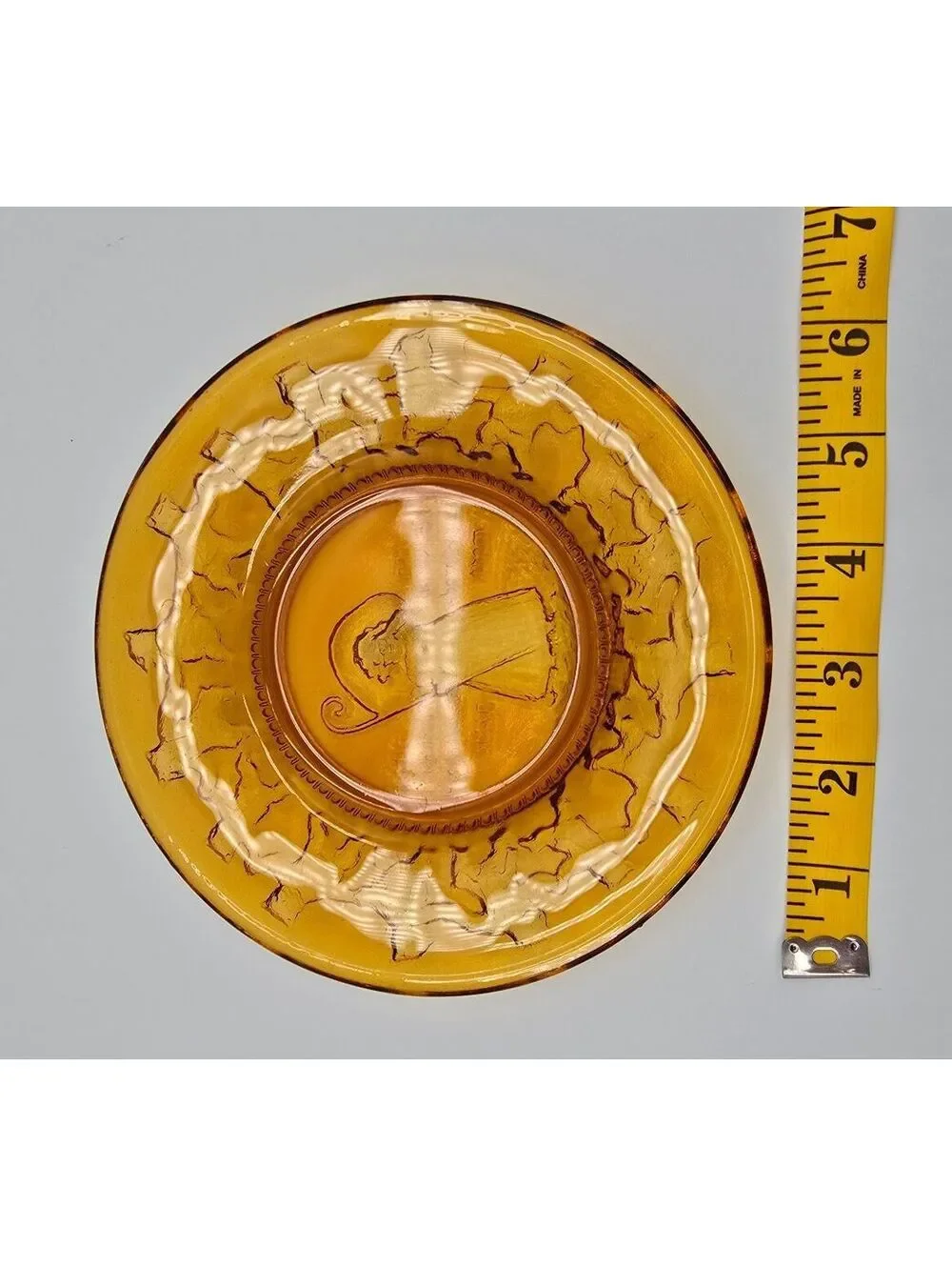 Vintage 1976 Amber Glass Little Bo Peep Child's Plate Tiara Indiana Glass
